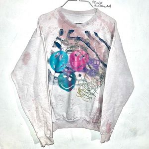 1 of 1 dcvvvl custom crewneck abstract art hand painted collectible Los Angeles